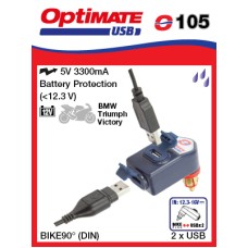 O105 Optimate USB nabíječka s duálním výstupem pro 12V DIN zásuvku 3,3A