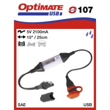 O107 příslušenství k Accumate a Optimate - SAE univerzální nabíječka s voděodolnou zásuvkou USB 2,1A